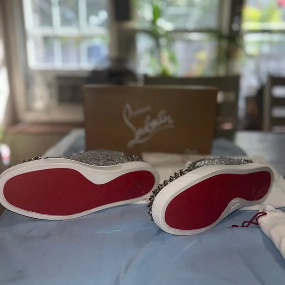 Christian Louboutin Silver Glitter Sneakers - Picture 2 of 8